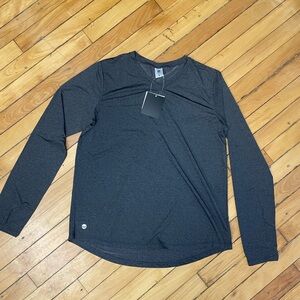 NEW Senita Athletics Charcoal Long Sleeve Tee Large Charcoal Gray